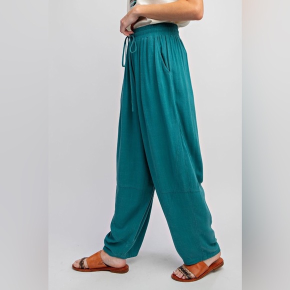 #444. All day Loose Fit Pants - Teal - Picture 4 of 7